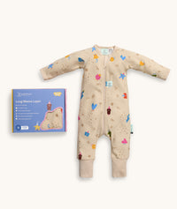 ergoPouch Long Sleeve Romper 0.2 TOG in Birthday Blobs with packaging 