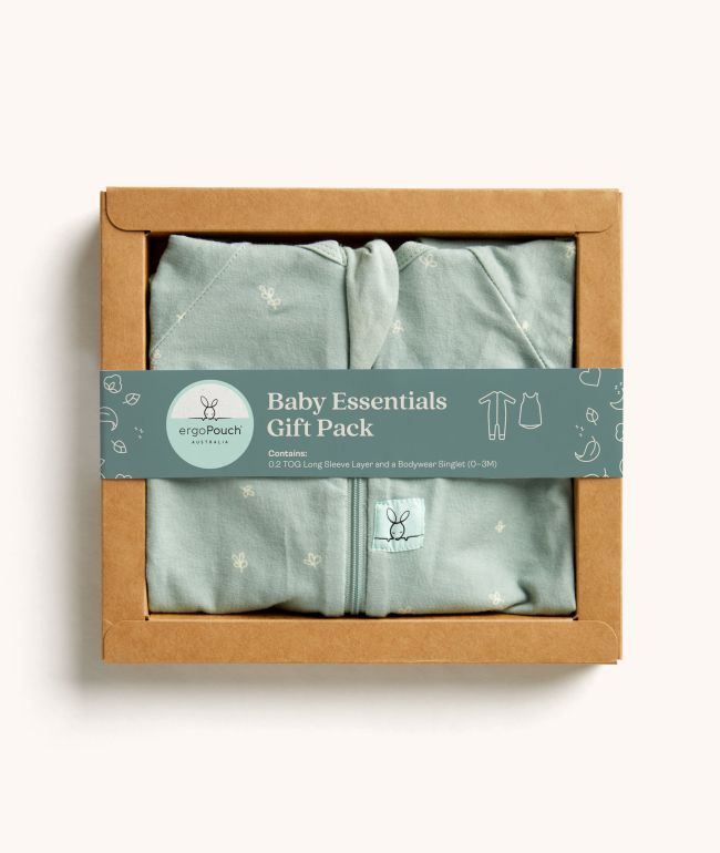 Ergopouch Baby Essentials Gift Pack, Sage / 0-3 M